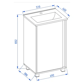 Tvättställsskåp Modo Vit Matt 50 cm med Handfat Vit Blank Vänster