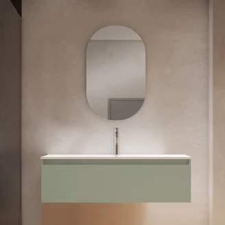 Tvättställsskåp <strong>Blisse</strong>  Oliv Matt 120x28 cm med Handfat Vit Blank