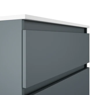 Badrumskommod <strong>Blisse</strong>  Blå Matt 120 cm med Två Lådor & Handfat Vit Blank