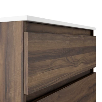 Badrumskommod <strong>Blisse</strong>  Walnut Matt 120 cm med Två Lådor & Handfat Vit Blank