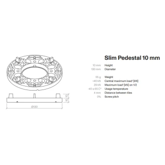 Fast Piedestalføtter Slim 10 mm