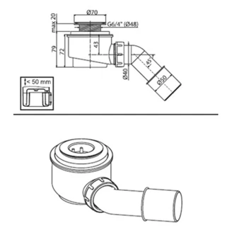 Avlopp för Duschkar 90 mm Krom