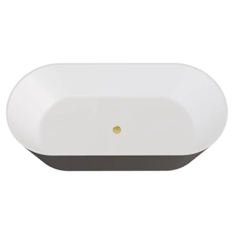 Badkar Linna Svart Blank 160 cm med Guld Pop-up Bottenventil