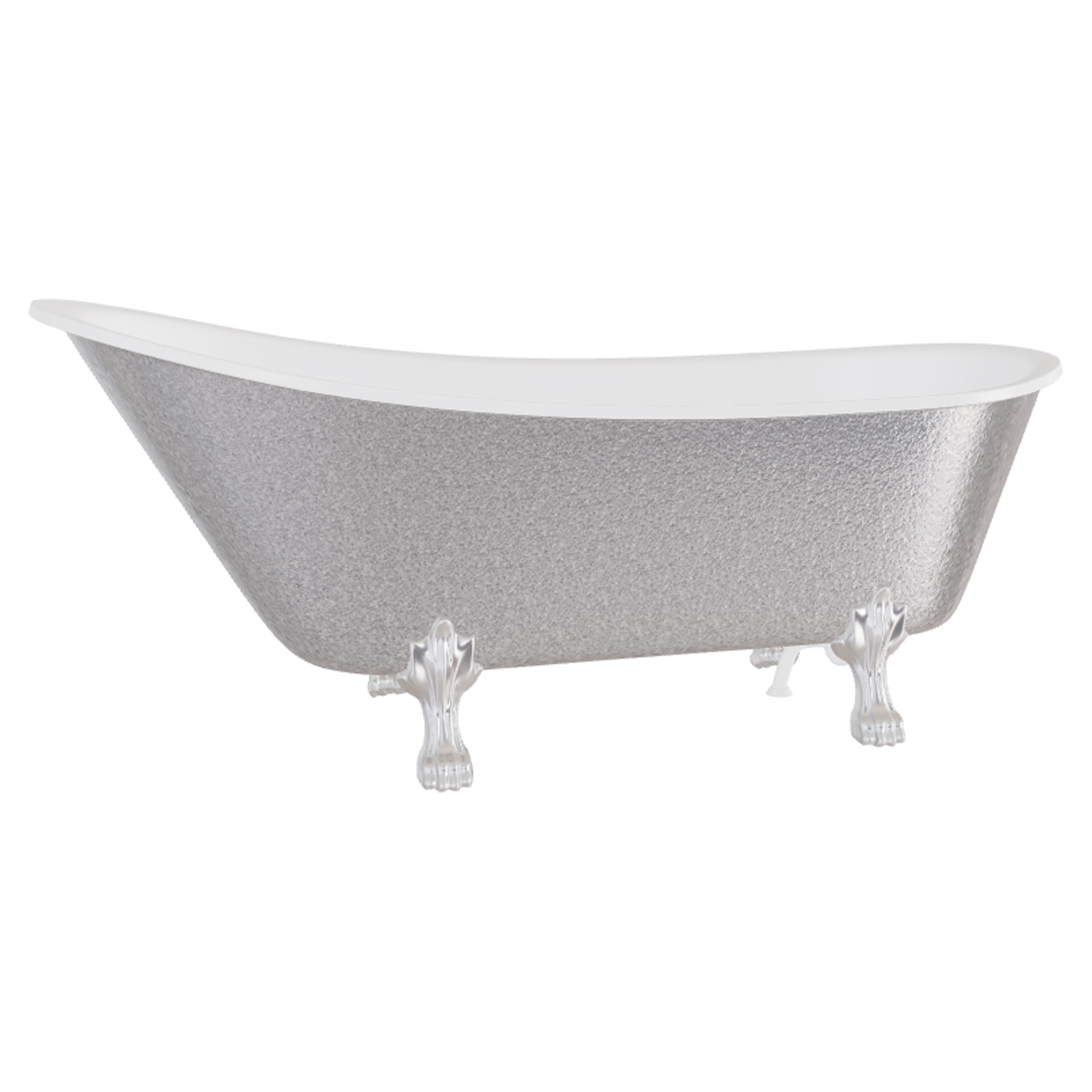 Badkar Royal Elegance Silver Blank 160 cm med Krom Lejonfötter & Badavlopp