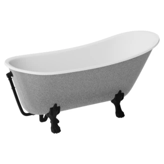 Badkar <strong>Royal Elegance</strong>  Silver Blank 160 cm med Svart Lejonfötter & Badavlopp