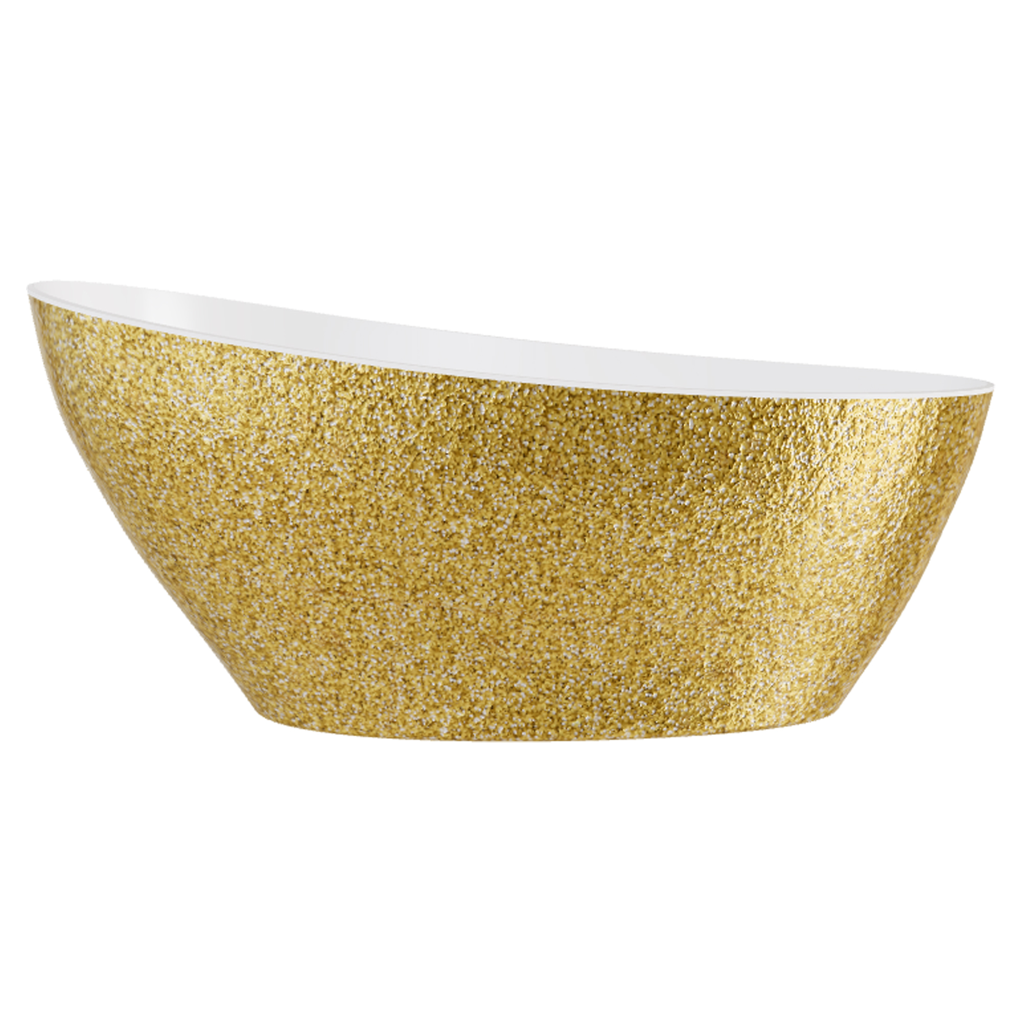 Handgjorda Mineral DuraBe Badkar Anora Guld Blank 165 cm med Krom Pop-up Bottenventil