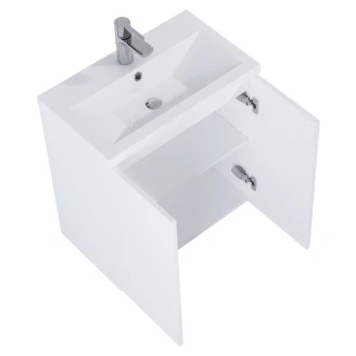 Tvättställsskåp Svart Minimal Vit Matt 60 cm med Två Dörrar & Handfat Vit Blank