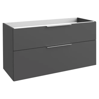 Dubbelt Tvättställsskåp Velira Grafit Matt 120 cm med Handfat Vit & Handtagen Krom