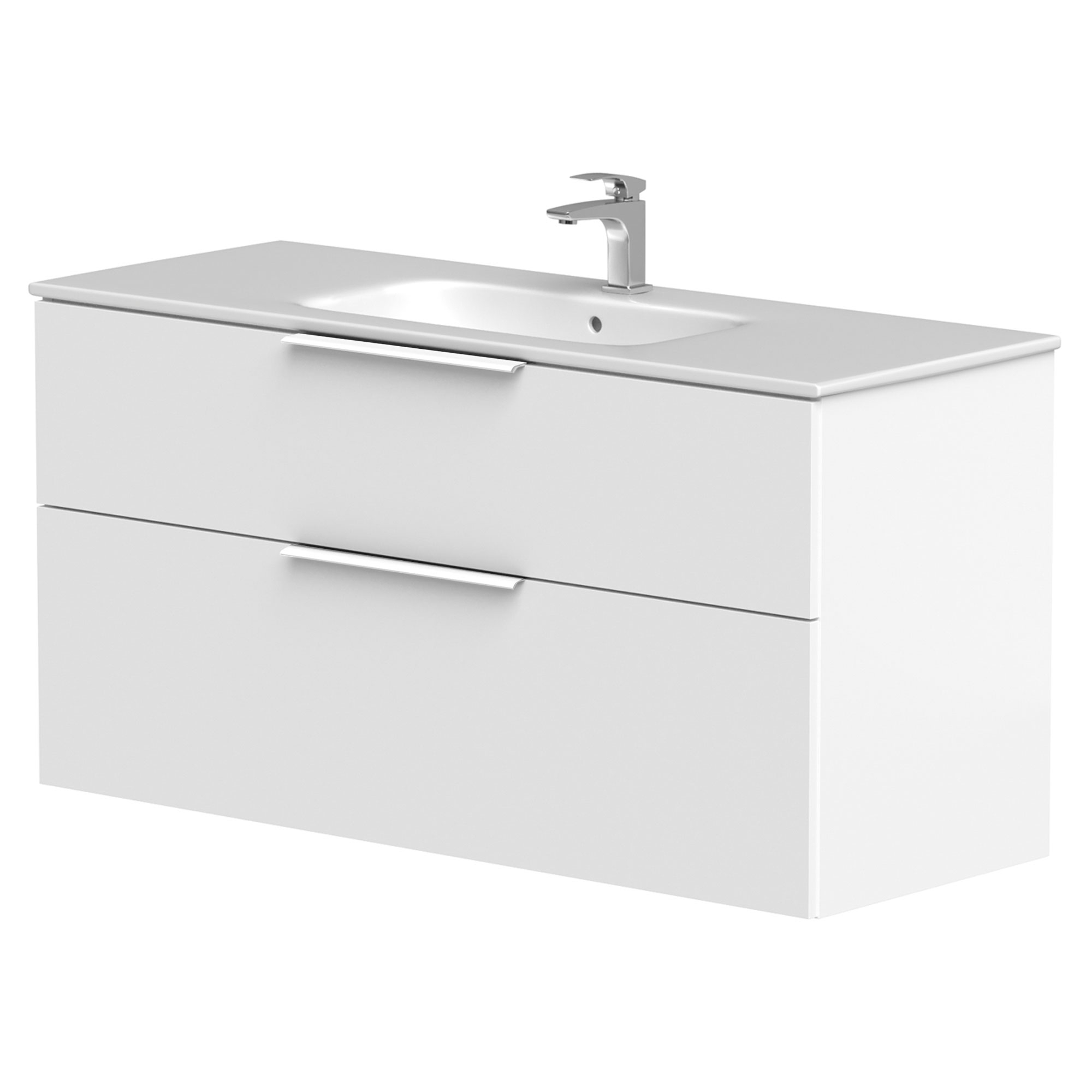 Tvättställsskåp Velira Vit Matt 120 cm med Handfat Vit & Handtagen Vit