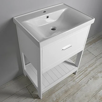 Badrumskommod Solix Vit Matt 60 cm med Handfat Vit Blank