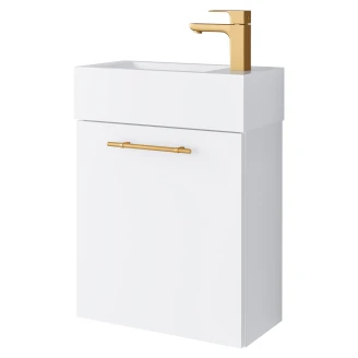 Tvättställsskåp <strong>Elara</strong>  Vit Matt 50 cm & Handtag Guld med Handfat
