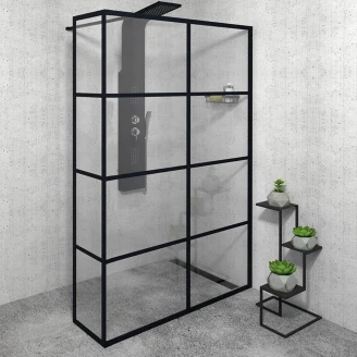 Duschvägg Rivelle Svart Matt 8 mm 140x200 cm