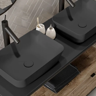 Bottenventil Click-Clack Plug Antracit Matt för Tvättställ utan Bräddavlopp