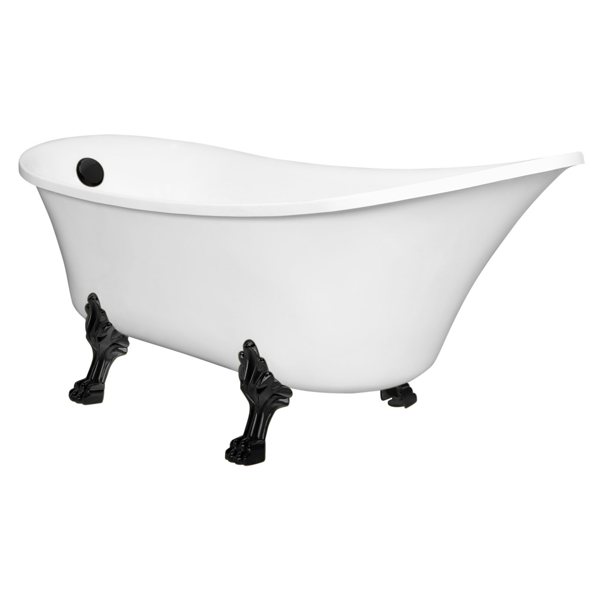 Badkar Rosemoor Vit Blank 164 cm med Svart Lejonfötter & Badavlopp