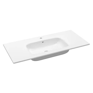 Tvättställsskåp <strong>Velira</strong>  Antik Röd Matt 100 cm med Handfat Vit & Handtagen Svart