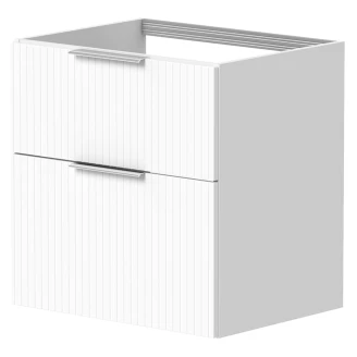 Tvättställsskåp Velira Vit Räfflad Matt 60 cm med Handfat Vit & Handtagen Krom