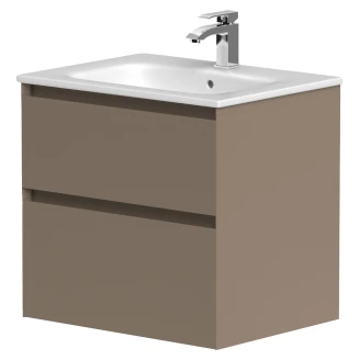 Tvättställsskåp <strong>Skift</strong>  Brun Matt 60 cm med Handfat Vit