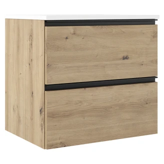 Tvättställsskåp Ek <strong>Luna</strong>  Trä 60 cm med Handfat Vit Blank