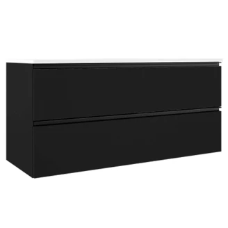 Tvättställsskåp <strong>Luna</strong>  Svart Matt 120 cm med Handfat Vit Blank