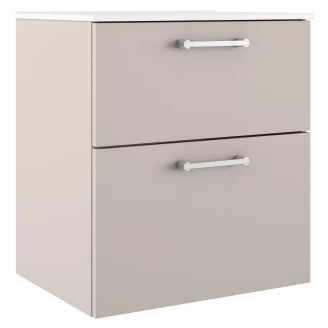 Badrumskommod Krom <strong>Ombra</strong>  Beige 60 cm med Handfat Vit & Ben