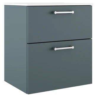 Badrumskommod Krom <strong>Ombra</strong>  Blå 60 cm med Handfat Vit & Ben