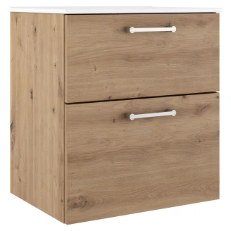 Badrumskommod Krom Ombra Trä Ljus 60 cm med Handfat Vit & Ben