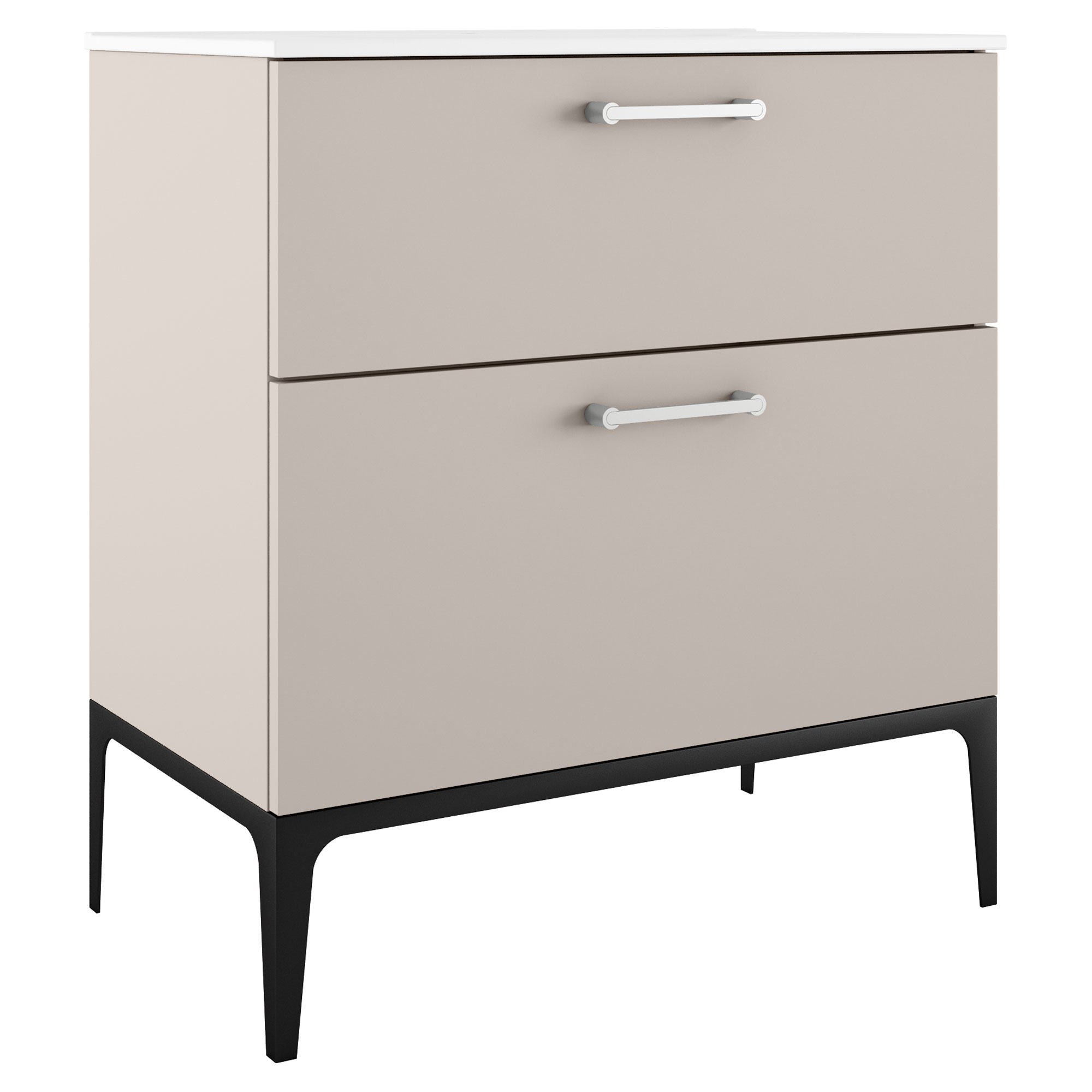 Tvättställsskåp Krom Ombra Beige 80 cm med Handfat Vit & Ben