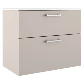 Badrumskommod Krom Ombra Beige 80 cm med Handfat Vit & Ben