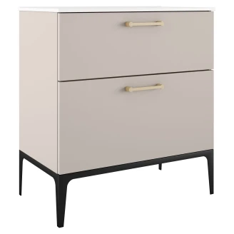 Tvättställsskåp Guld <strong>Ombra</strong>  Beige 80 cm med Handfat Vit & Ben