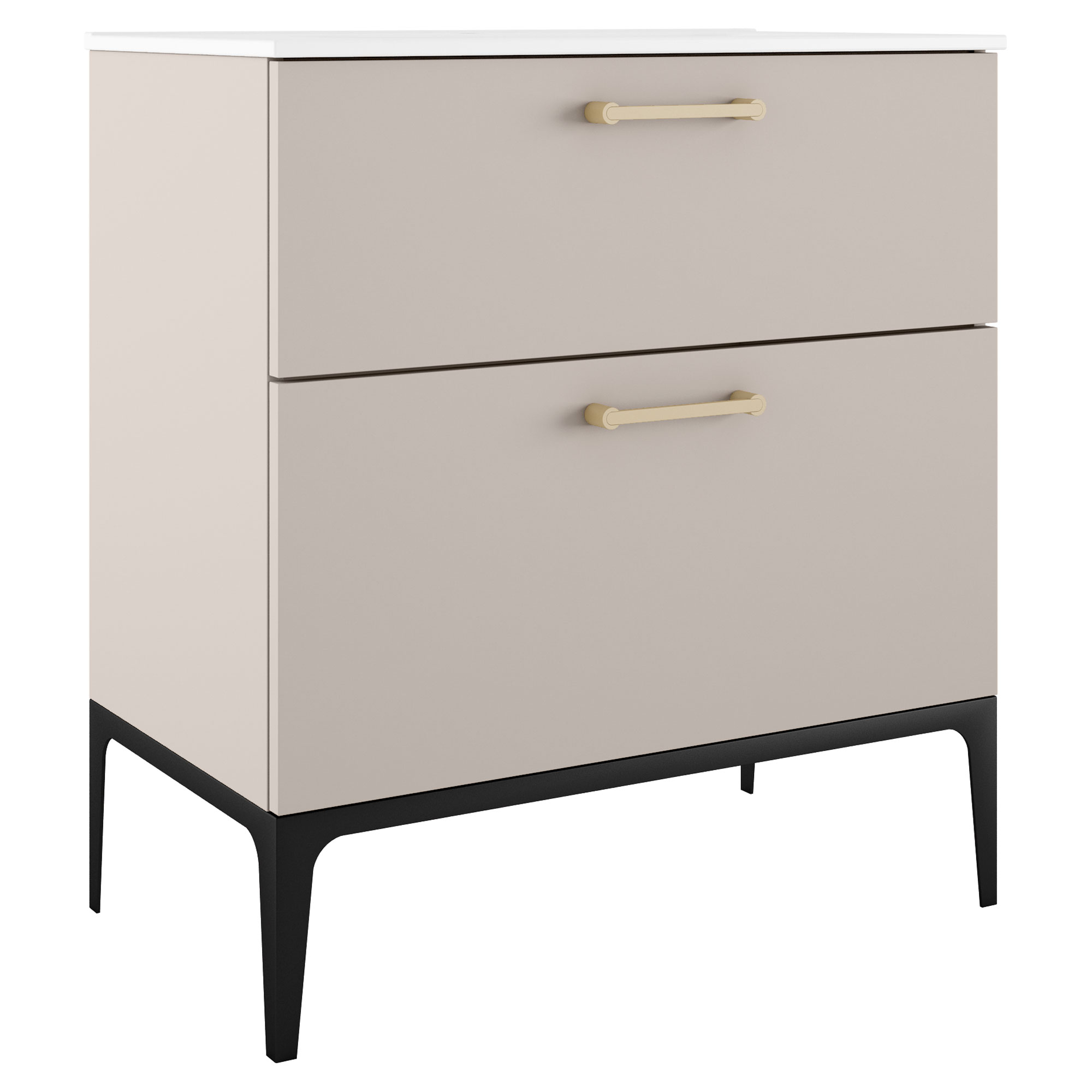 Tvättställsskåp Guld Ombra Beige 80 cm med Handfat Vit & Ben