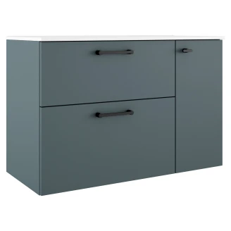 Badrumskommod Svart <strong>Ombra</strong>  Blå 100 cm Vänster med Handfat Vit & Ben