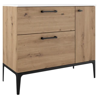Tvättställsskåp Svart <strong>Ombra</strong>  Trä Ljus 100 cm Vänster med Handfat Vit & Ben