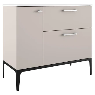 Tvättställsskåp Krom <strong>Ombra</strong>  Beige 100 cm Höger med Handfat Vit & Ben