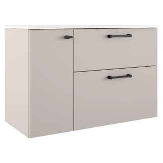 Badrumskommod Svart <strong>Ombra</strong>  Beige 100 cm Höger med Handfat Vit & Ben