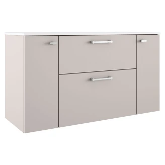 Badrumskommod Krom <strong>Ombra</strong>  Beige 120 cm med Handfat Vit & Ben