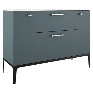 Tvättställsskåp Krom <strong>Ombra</strong>  Blå 120 cm med Handfat Vit & Ben