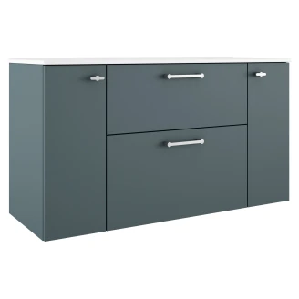 Badrumskommod Krom <strong>Ombra</strong>  Blå 120 cm med Handfat Vit & Ben