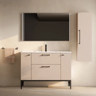Tvättställsskåp Svart <strong>Ombra</strong>  Beige 120 cm med Handfat Vit & Ben