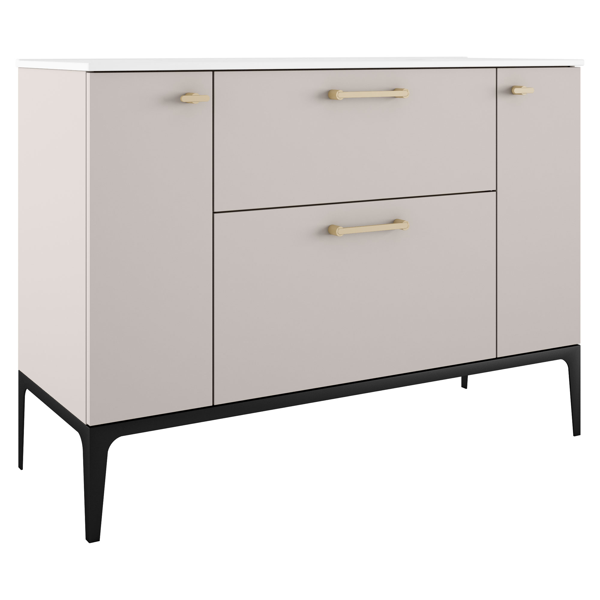 Tvättställsskåp Guld Ombra Beige 120 cm med Handfat Vit & Ben