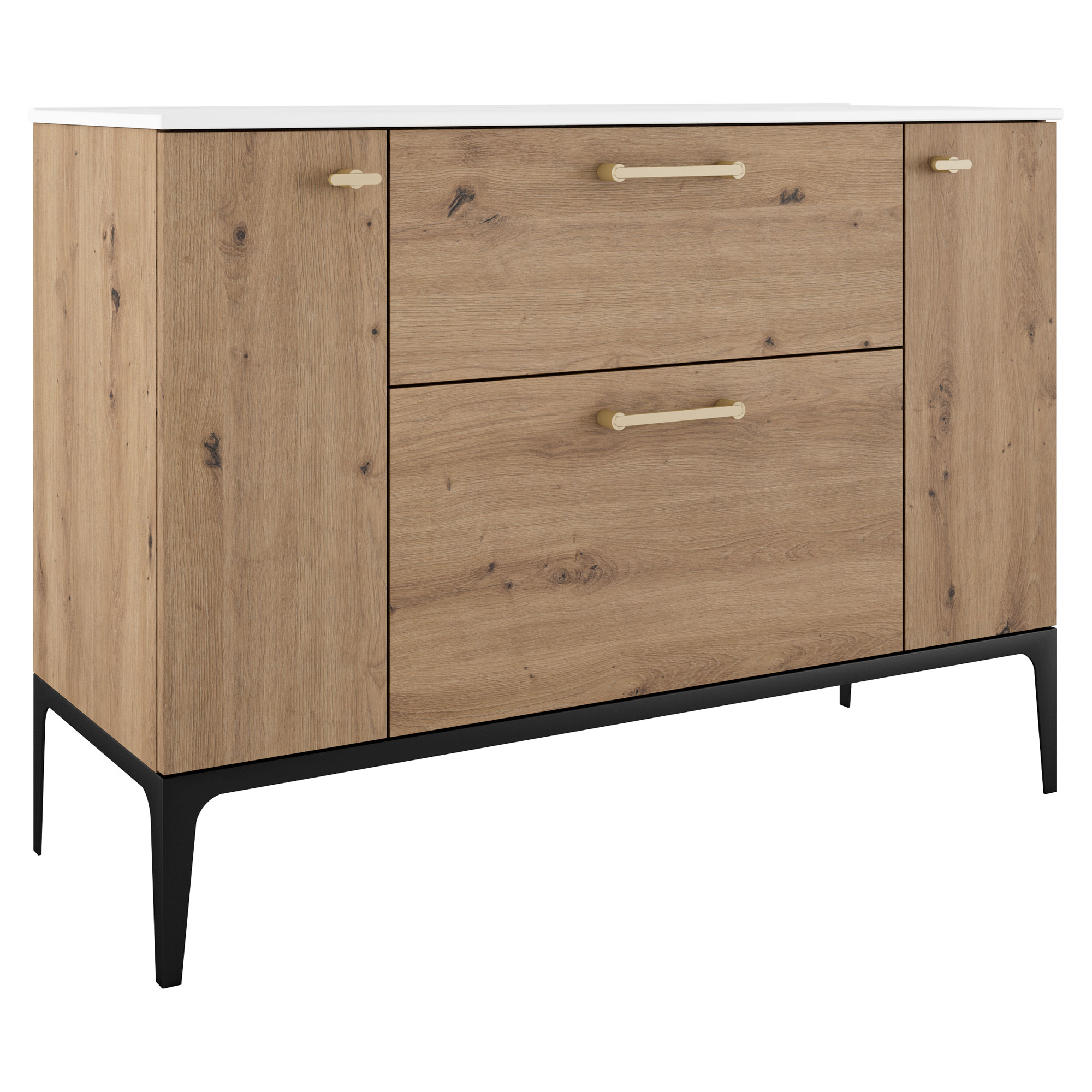 Tvättställsskåp Guld Ombra Trä Ljus 120 cm med Handfat Vit & Ben