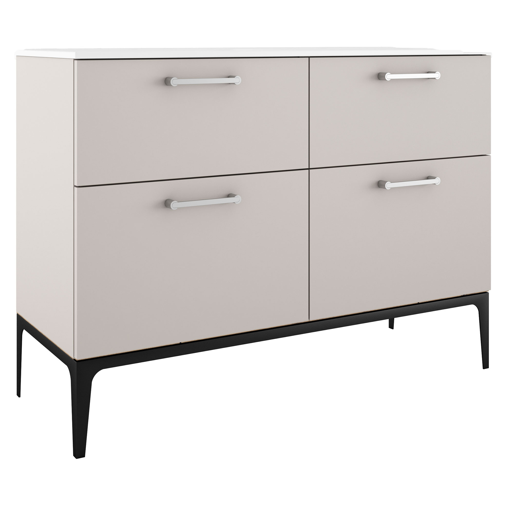 Dubbelt Tvättställsskåp Krom Ombra Beige 120 cm med Handfat Vit & Ben