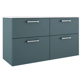 Dubbelt Badrumskommod Krom <strong>Ombra</strong>  Blå 120 cm med Handfat Vit & Ben