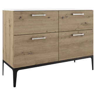Dubbelt Tvättställsskåp Krom <strong>Ombra</strong>  Trä Ljus 120 cm med Handfat Vit & Ben