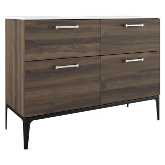 Dubbelt Tvättställsskåp Krom <strong>Ombra</strong>  Trä Mörk 120 cm med Handfat Vit & Ben
