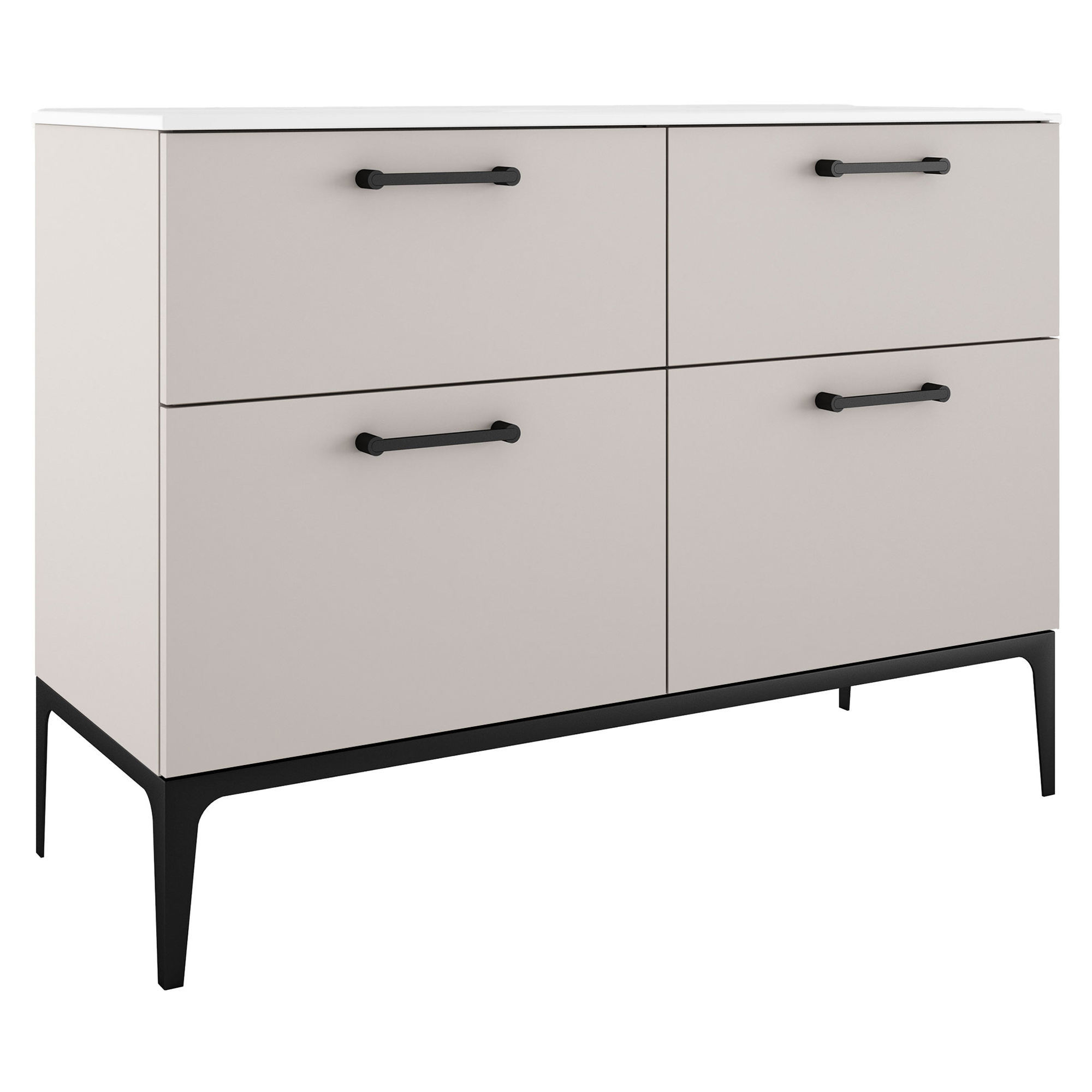 Dubbelt Tvättställsskåp Svart Ombra Beige 120 cm med Handfat Vit & Ben