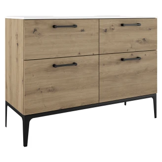 Dubbelt Tvättställsskåp Svart <strong>Ombra</strong>  Trä Ljus 120 cm med Handfat Vit & Ben