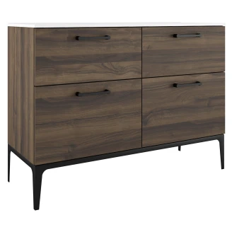 Dubbelt Tvättställsskåp Svart <strong>Ombra</strong>  Trä Mörk 120 cm med Handfat Vit & Ben