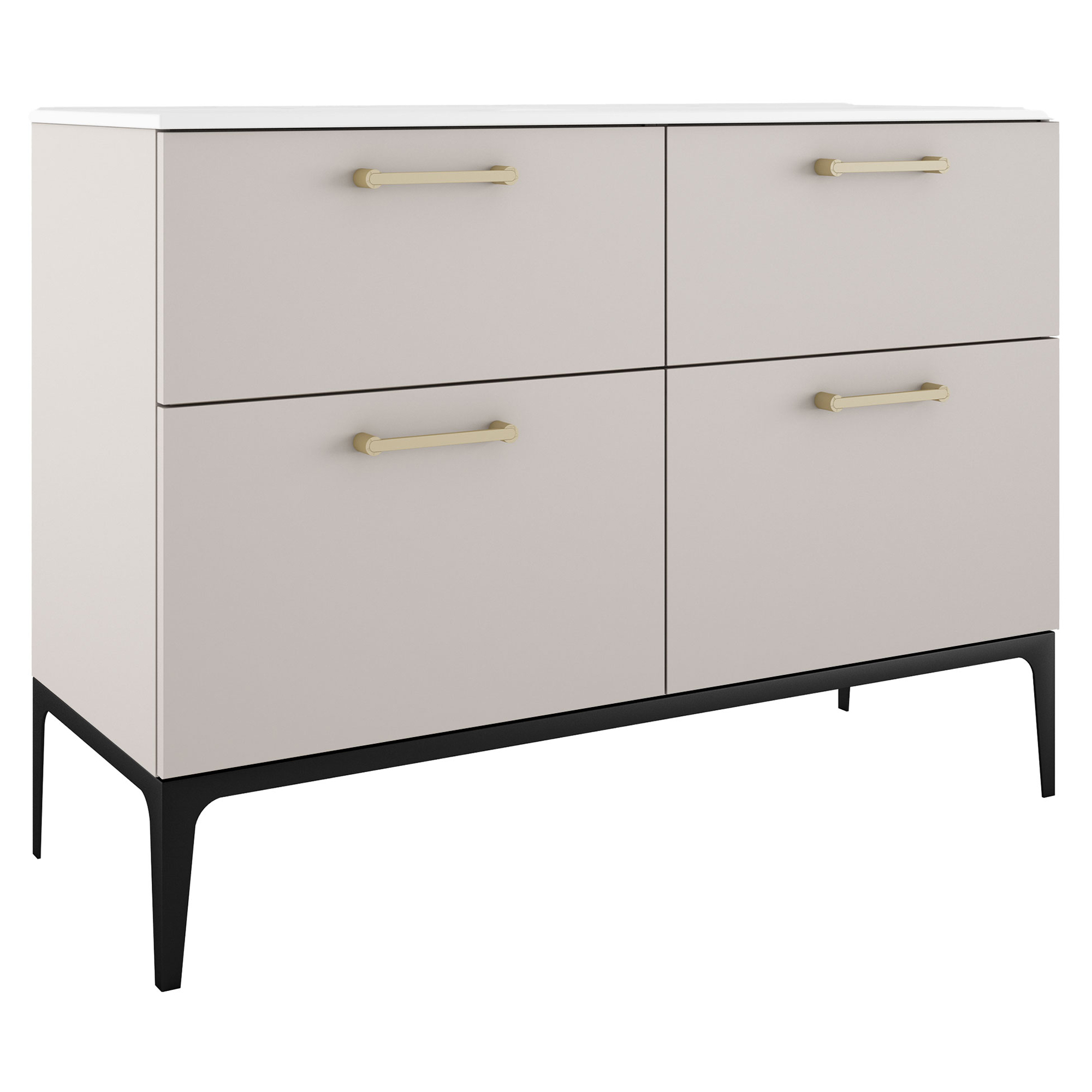 Dubbelt Tvättställsskåp Guld Ombra Beige 120 cm med Handfat Vit & Ben