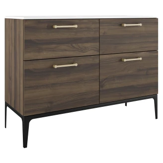 Dubbelt Tvättställsskåp Guld <strong>Ombra</strong>  Trä Mörk 120 cm med Handfat Vit & Ben