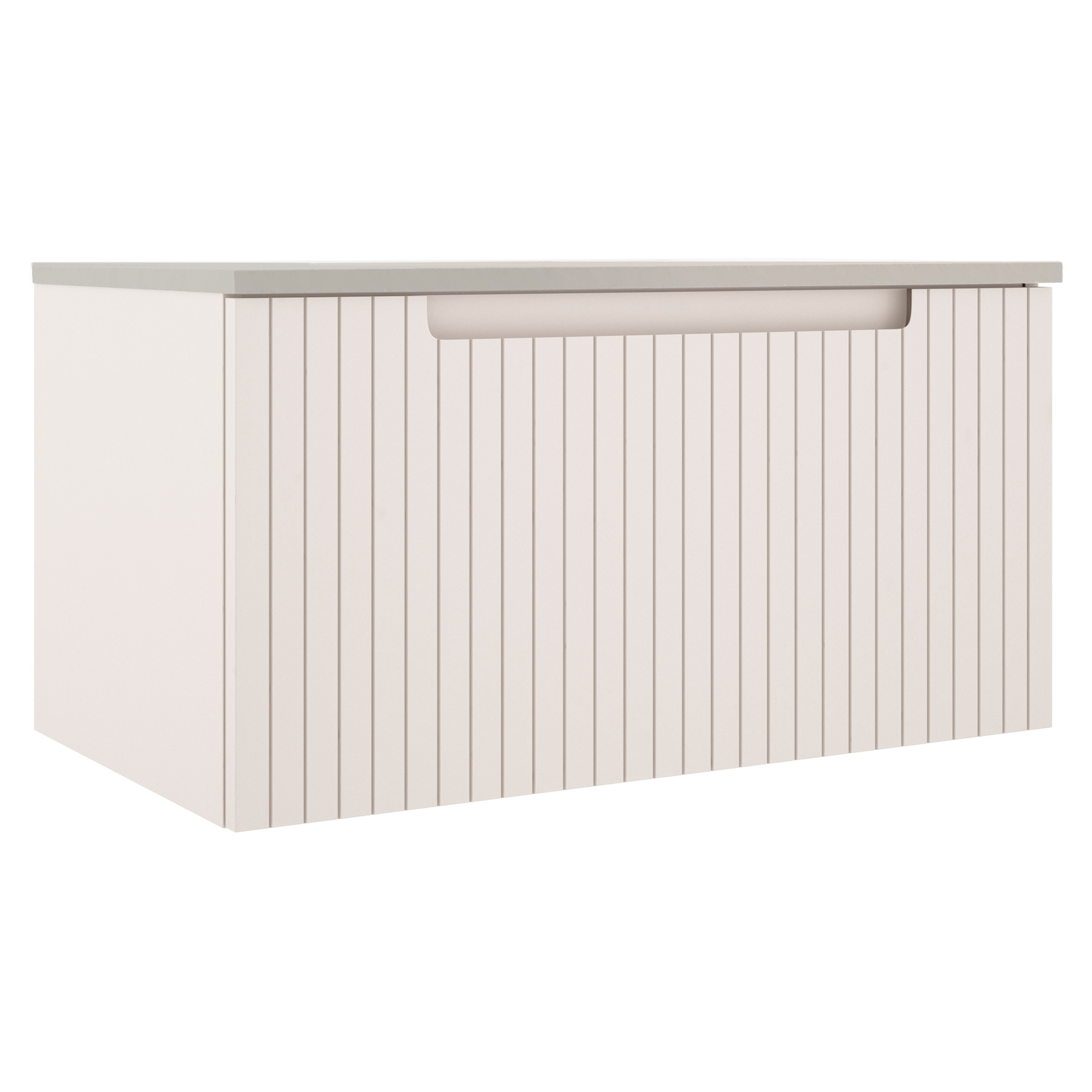 Tvättställsskåp Ribb Beige Matt 80 cm med Beige Bänkskiva